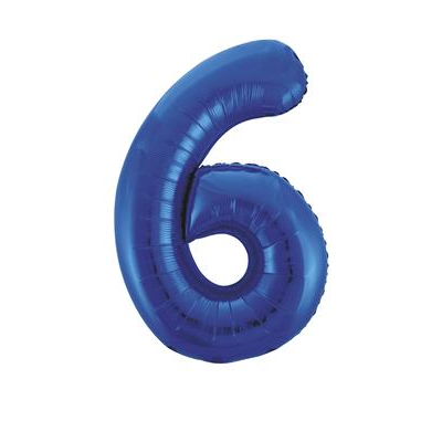 Number Balloon 6 — Blue (34")