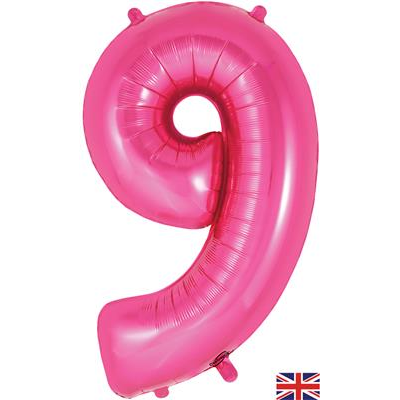 Number Balloon 9 — Pink (34")