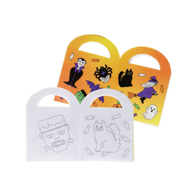 Halloween Colouring Book with Stickers open pages
