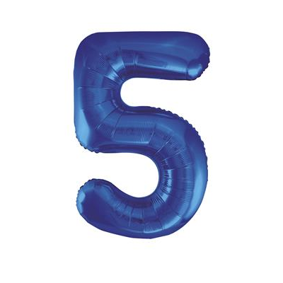 Number Balloon 5 — Blue (34")