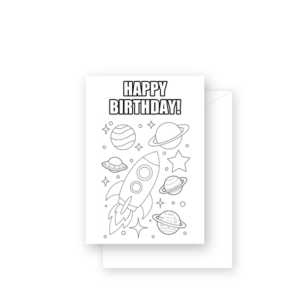 Space Theme Colouring Card