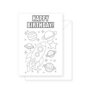 Space Theme Colouring Card