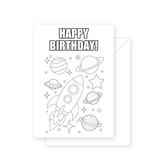 Space Theme Colouring Card