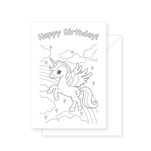 Unicorn Rainbow Colouring Card