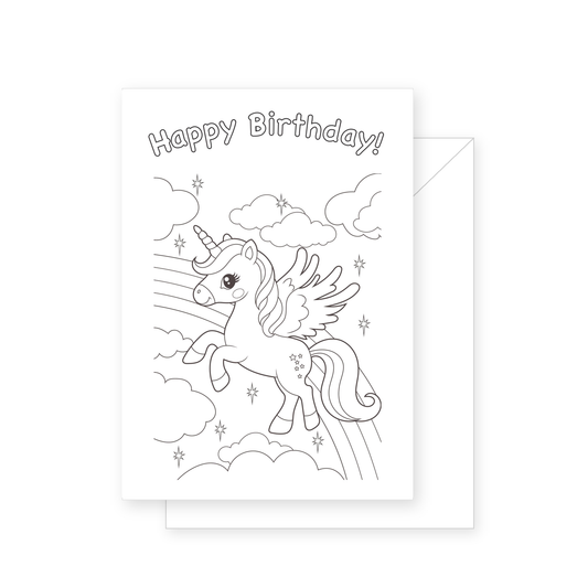 Unicorn Rainbow Colouring Card
