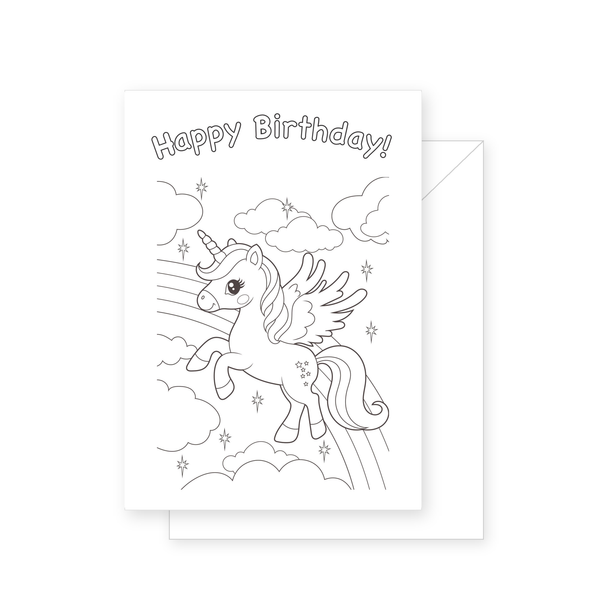Unicorn Rainbow Colouring Card
