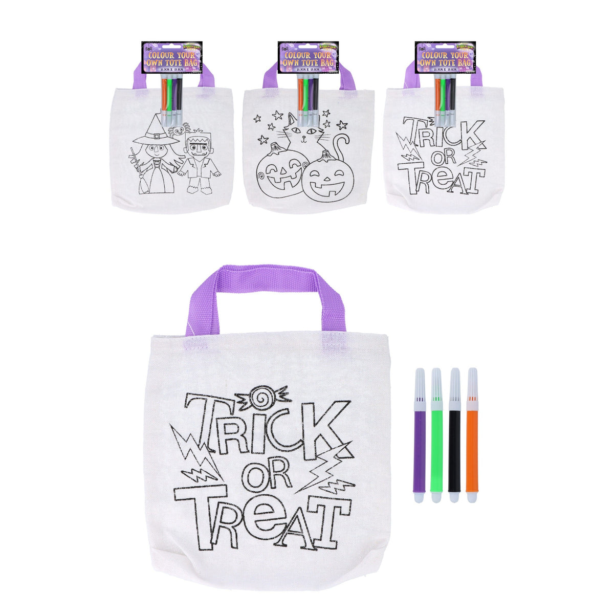 Halloween Colour-Your-Own Tote Bag — 3 assorted designs